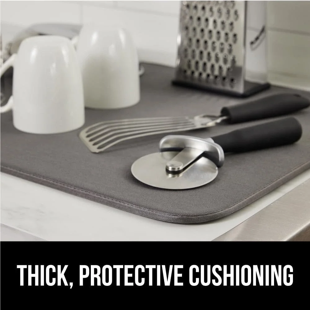 GORILLA GRIP Dish Drying Mat 18x24in Microfiber Gray